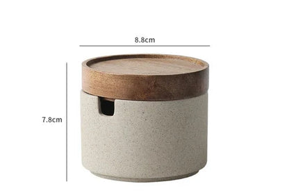 Баночки для спецій з дерев'яними кришками - керамічні контейнери